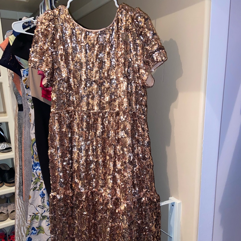 Anthropology Sequins Rose gold dress